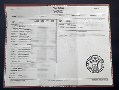 where to order Pillar College transcript