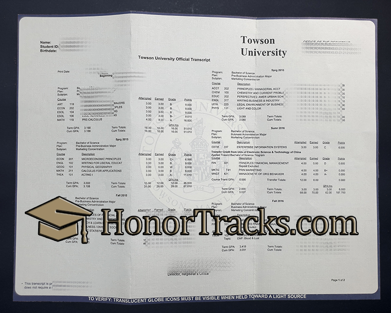 order Towson University diploma