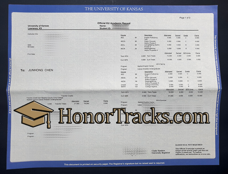 Order University of Kansas diploma