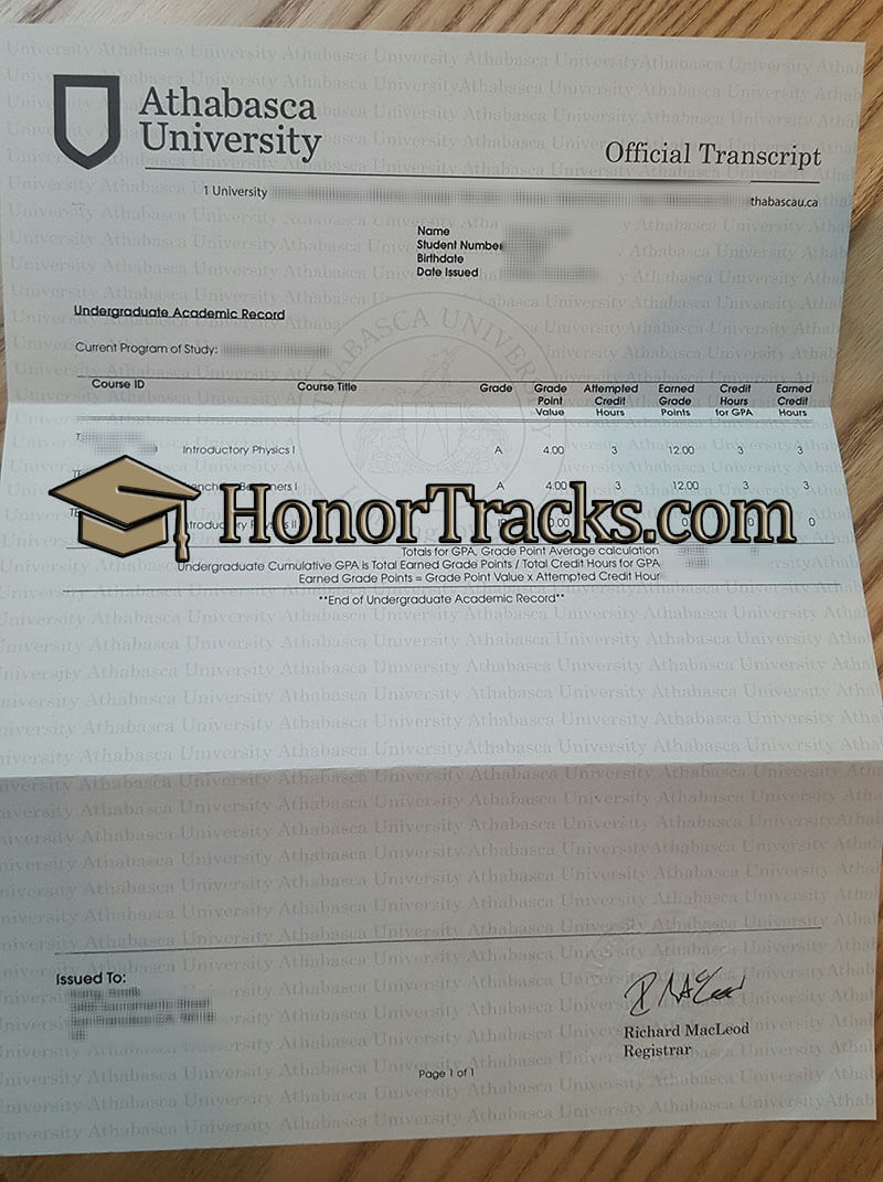 Order Athabasca University transcript
