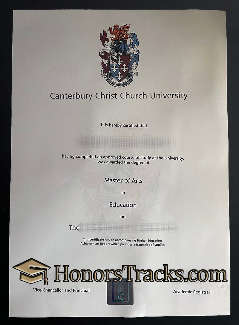 Canterbury Christ Church University diploma