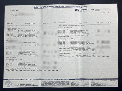 Buy Drexel University transcript