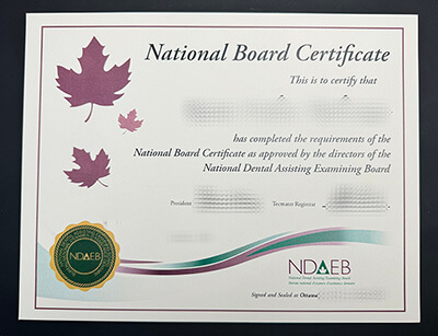 order National Dental Assisting Examining Board certificate