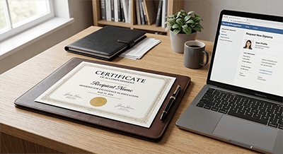 Photorealistic high-resolution blog image showing a generic diplomas