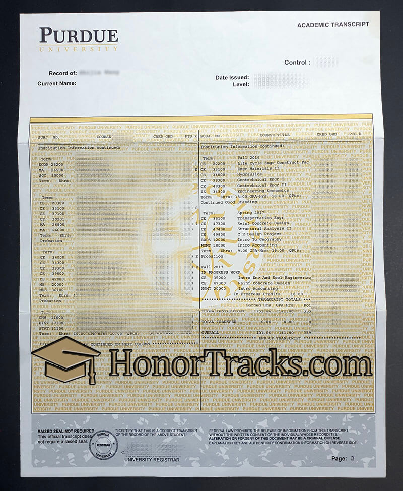 Order Purdue University transcript