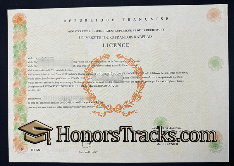 Buy Université de Tours diploma
