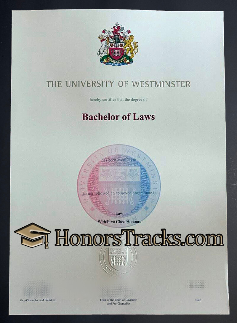 fake University of Westminster diploma