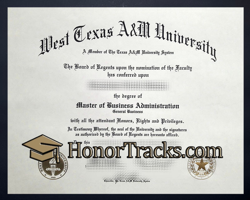 West Texas A&M University diploma